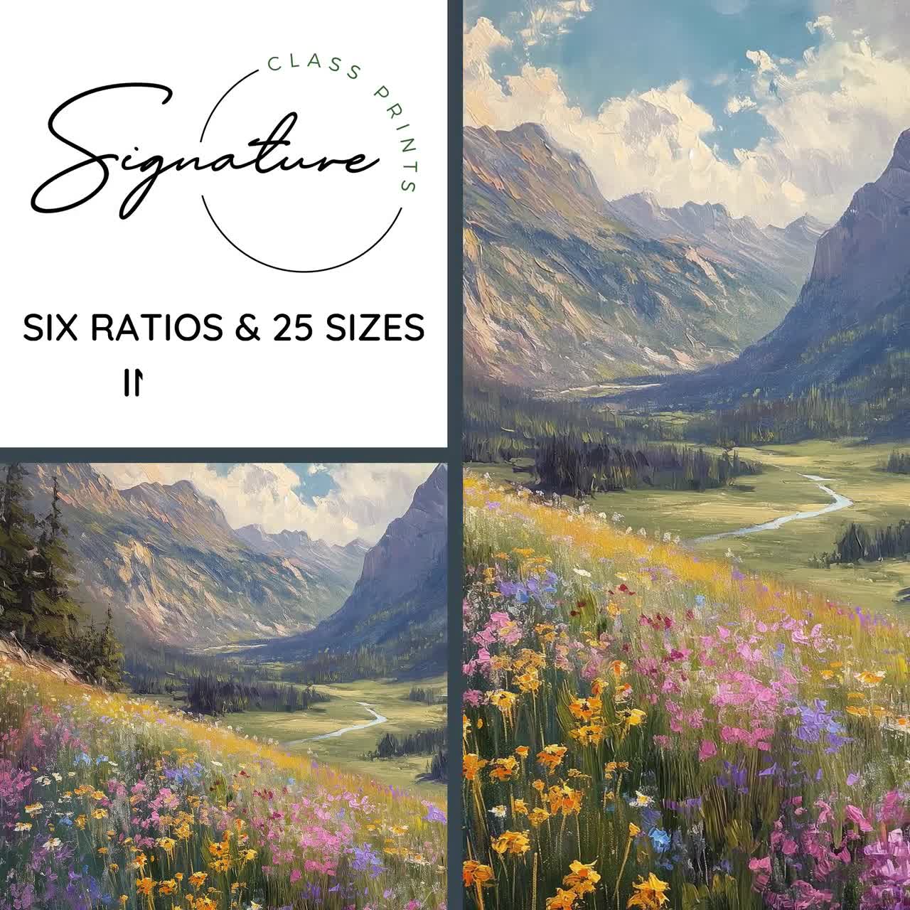 Printable Alpine Valley in Spring Wall Art - Colorful Wildflower